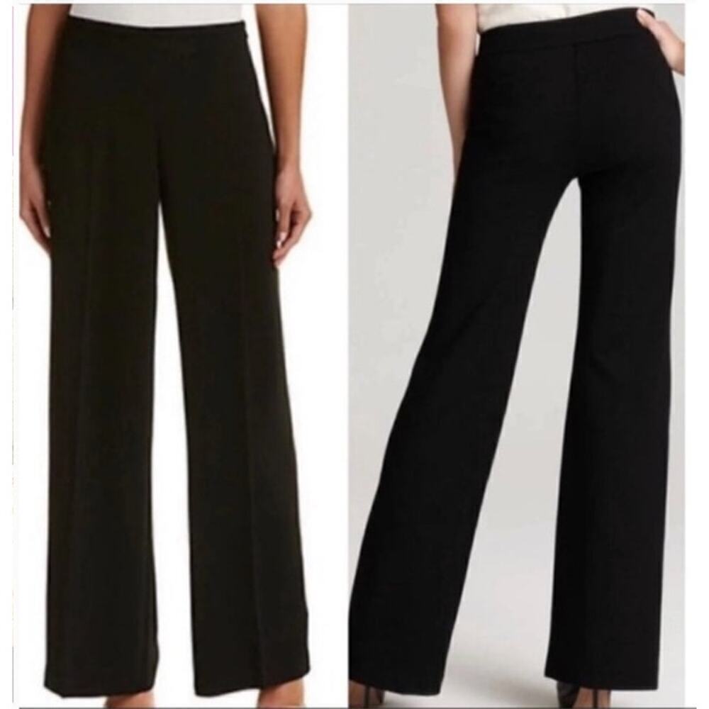 Trina Turk Pant Classic Wide Leg Flat Front Career Work Trousers Black 0
